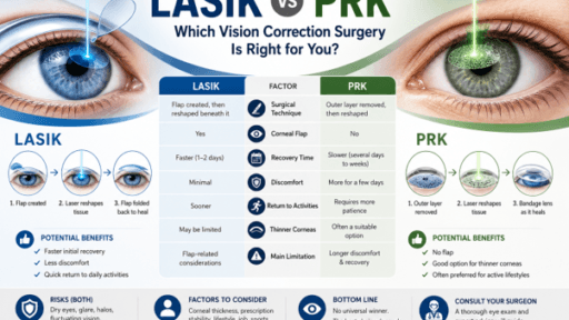Infographic comparing LASIK vs PRK vision correction surgery