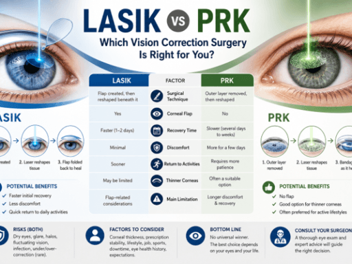 Infographic comparing LASIK vs PRK vision correction surgery